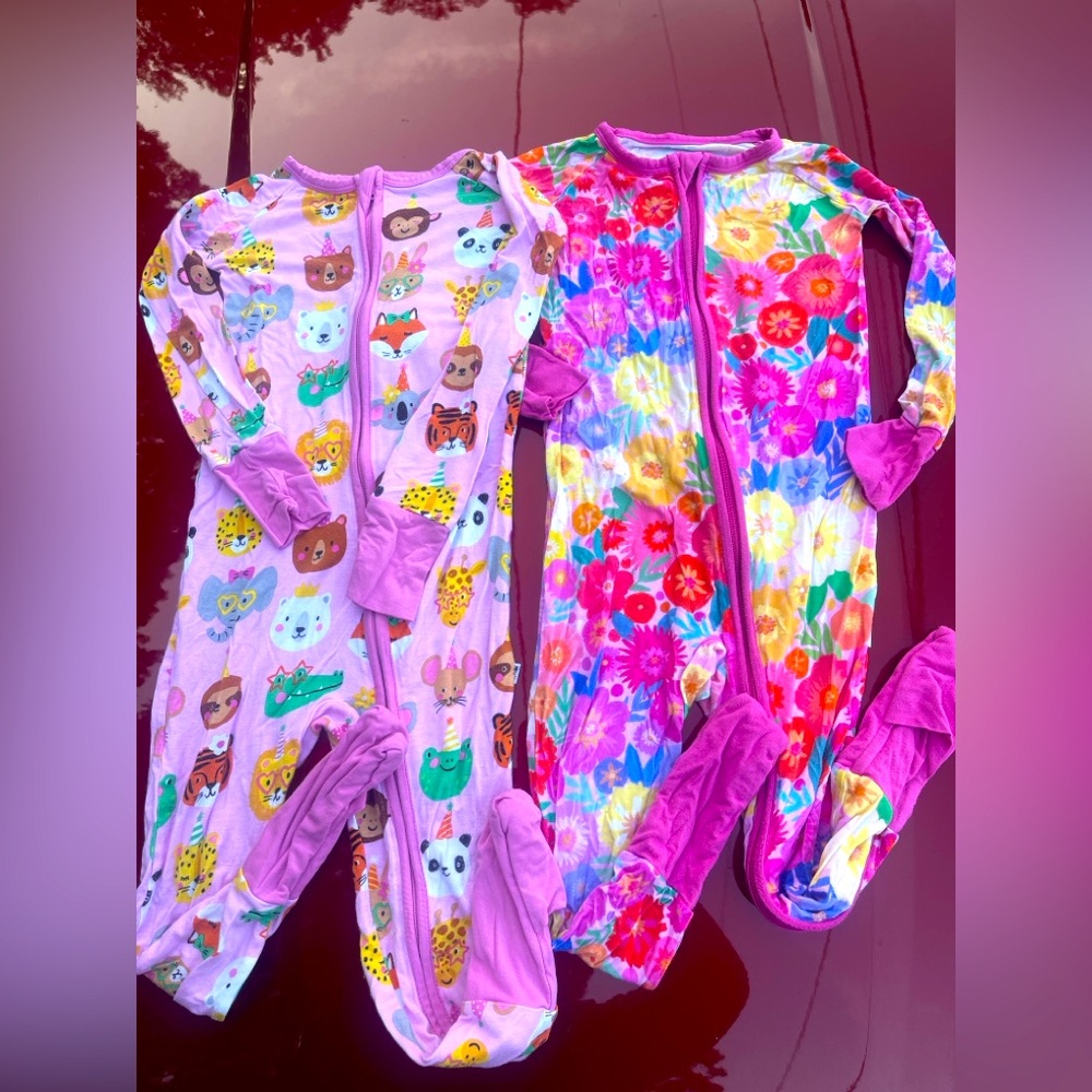 Little sleepies bundle party friends and florals size 2t